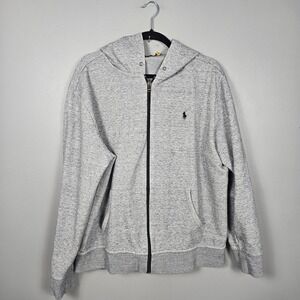 Polo Ralph Lauren Mens XL Full Zip‎ Hoodie Pockets Logo Gray Preppy Classic